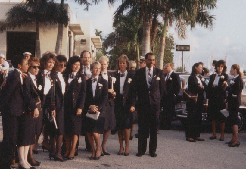 1991 Within a few days of Pan Am's final flight in December employees gathered at the company's former flying boat base at Dinner Key in Miami, Florida for a memorial to the company.  Everybody wore their uniforms one last time.